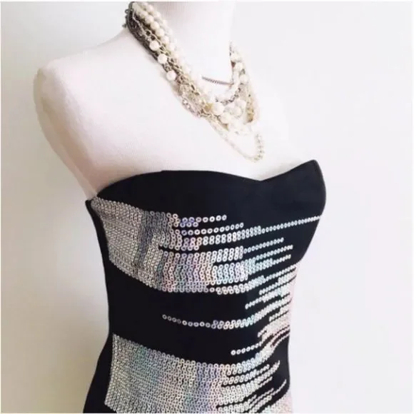 Nikibiki Bandage Bodycon Dress Sequins Black - Picture 3 of 6